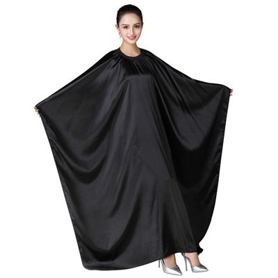 KAHOT Haircut Salon Hairdressing Cape for Adult Large Styling Imitation Silk Professional Barber Gown Cover Waterproof Shampoo & Cutting Household Capes Wrap,55"x66" (Black)