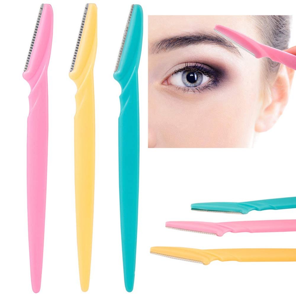 AKOAK Safety Shaver for Women's Faces and Eyebrows, for Facial Hair Removal, Eyebrow Shaping and Other Cosmetic Tools, Portable, Pack of 3