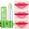 3PCS Aloe Vera Lipstick,Long Lasting Nutritious Color Changing Lip Balm,Natural Moisturizer Magic Temperature Color Change Lip Gloss,Green view 2