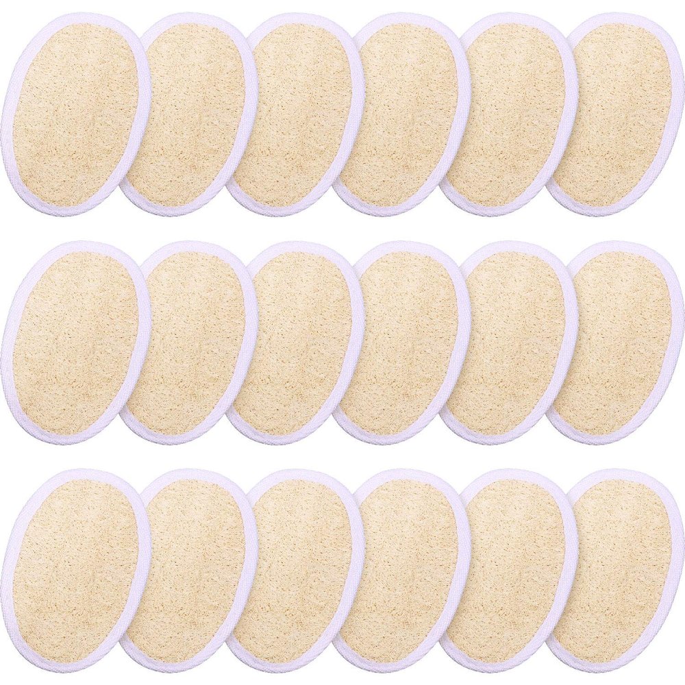 18 Packs Exfoliating Loofah Sponge Pads Facial Body Bath Shower Loofah Sponge Pad Natural Exfoliating Scrubber Brush for Men Women