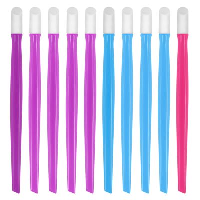 10pcs Rubber Nail Cuticle Pusher Tipped Plastic Handle Nail Art Tool Nail Acrylic Cuticle Pusher Cleaner (Random Color)
