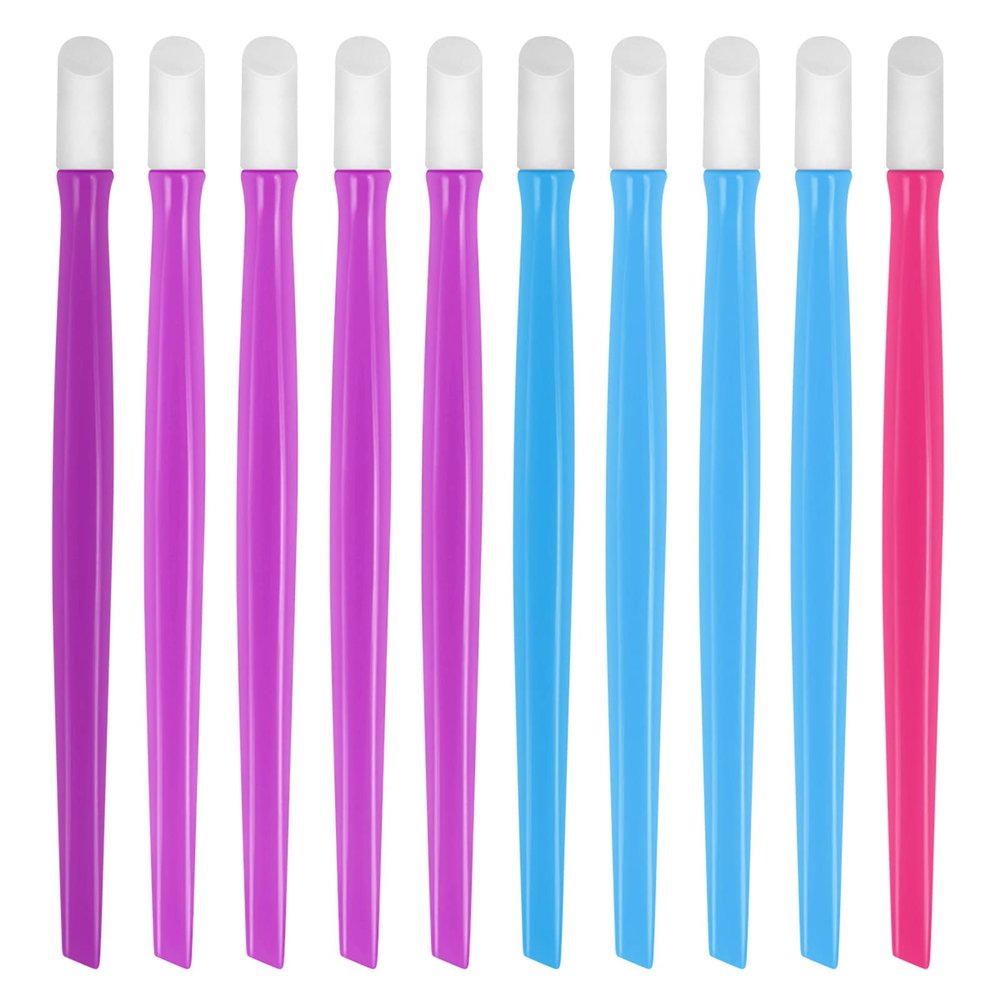 10pcs Rubber Nail Cuticle Pusher Tipped Plastic Handle Nail Art Tool Nail Acrylic Cuticle Pusher Cleaner (Random Color)