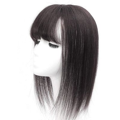 10" 14" Black Brown Human Hair Topper Wig for Women 1313 Lace Base with Clip in Hair Toupee Remy Hair Piece Natural Color,B/10inches