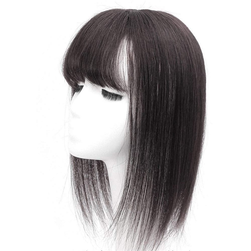 10" 14" Black Brown Human Hair Topper Wig for Women 1313 Lace Base with Clip in Hair Toupee Remy Hair Piece Natural Color,B/10inches