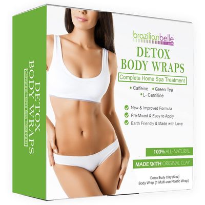 Brazilian Belle Detox Clay Body Wraps for Body Firming & Skin Tightening  Anti-Cellulite Stomach Wraps with Bentonite Clay & Aloe Vera  Complete Firming Cream Skincare Kit with up to 12 Applications
