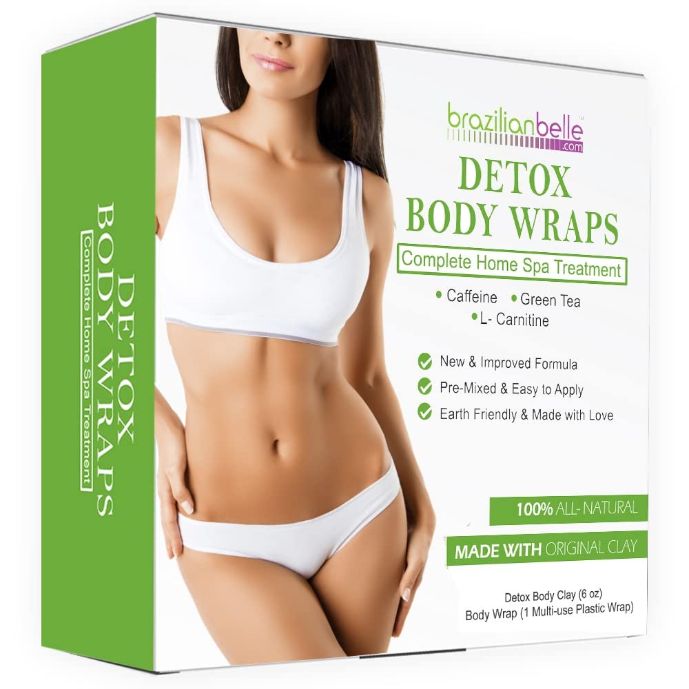 Brazilian Belle Detox Clay Body Wraps for Body Firming & Skin Tightening  Anti-Cellulite Stomach Wraps with Bentonite Clay & Aloe Vera  Complete Firming Cream Skincare Kit with up to 12 Applications