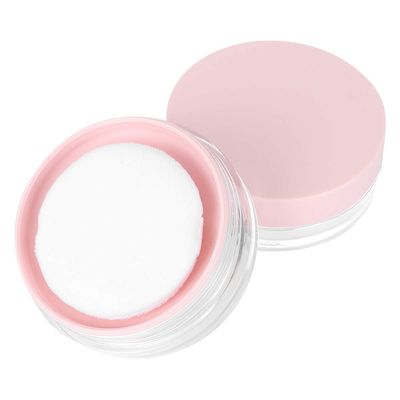 2pcs 10g Powder Case Round Mesh Powder Container Elastic Makeup Case (Pink+ Puff)