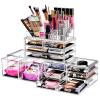 Sorbus Large Makeup Organizer - Clear Stackable Jewelry Makeup Organizer for Vanity, Bathroom Storage Display Case - 12 Drawers Cosmetic Beauty Organizers and Storage with Lipstick Makeup Brush Holder view 1