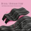 Moresoo Tape in Hair Extensions Human Hair 20 Inch Balayage Black and Silver Hair Extensions Tape in Real Hair 20 Pcs 50G Straight Hair Tape in Human Hair Extensions Fashion Mix Color #1B/Silver/1B view 2