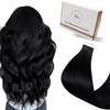 Hetto Tape in Hair Extensions Real Human Hair Black Tape in Extensions Real human hair Double Sided Tape ins Human Hair Extension Jet Black Soft Straight 16Inch 50g 20pcs view 1