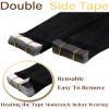 Hetto Tape in Hair Extensions Real Human Hair Black Tape in Extensions Real human hair Double Sided Tape ins Human Hair Extension Jet Black Soft Straight 16Inch 50g 20pcs view 2