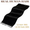 Hetto Tape in Hair Extensions Real Human Hair Black Tape in Extensions Real human hair Double Sided Tape ins Human Hair Extension Jet Black Soft Straight 16Inch 50g 20pcs view 4