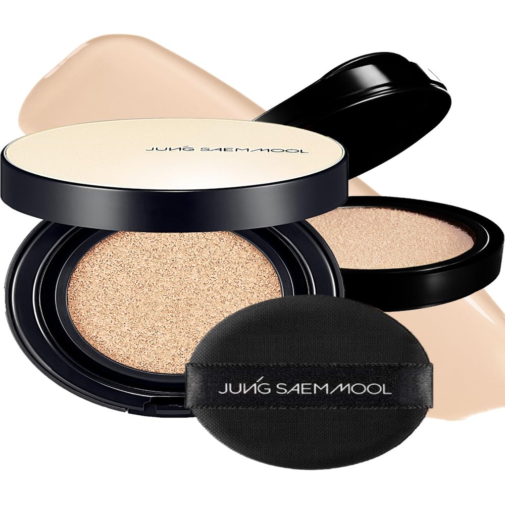 JUNG SAEM MOOL Essential Skin Nuder Longwear Cushion 0.98 Fl Oz (Fair Light), Refill Included, 24H Lasting Cushion Foundation with High Coverage, Semi-Matte Natural Finish, Korean Foundation Makeup