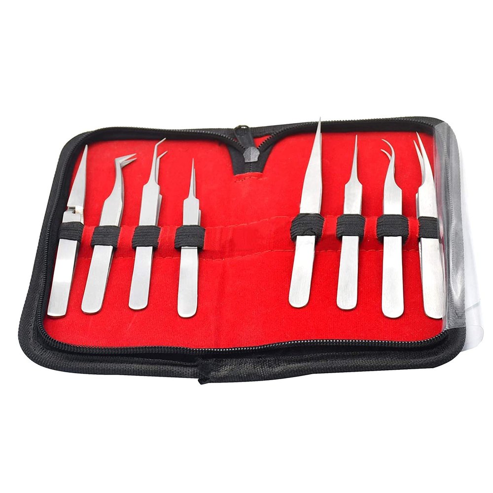 Premium O.R Grade 8 Pc Swiss Jeweler Style Precision Micro Forceps Tweezers Set Kit (Laja Imports Brand) for Educational Use