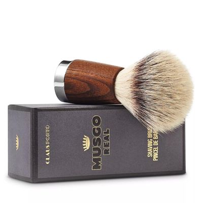 Claus Porto - Musgo Real Shaving Brush | Wood + Metal Handle | Handmade, Soft, Synthetic Bristles