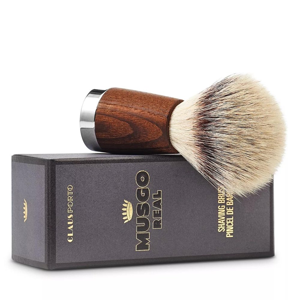 Claus Porto - Musgo Real Shaving Brush | Wood + Metal Handle | Handmade, Soft, Synthetic Bristles