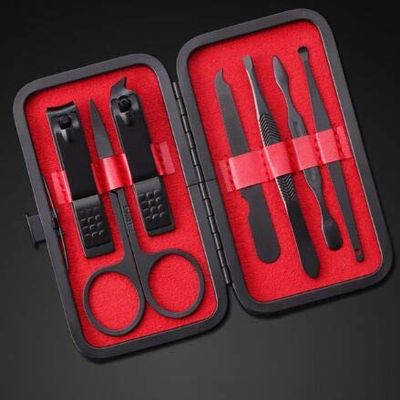 Manicure Nail Clippers Pedicure Set Portable Travel Hygiene Kit Stainless Steel Nail Cutter Tool Set (Red)