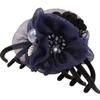 Flower Hair Claws Women Elegant Imitation Pearl Hair Clips Headwear Buns Hair Jewelry for Fashion Accessories (Navy) view 2