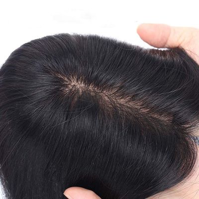100% Remy Human Hair Silk Base Top Hairpieces Replacement Toppers for Women 3 BB Clip in Hair Extensions 8 x 12 cm Natural Black 30 cm / 12 Inch