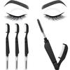 Boao 4 Pcs Eyelash Combs Eyebrow Combs Foldable Eyelash Separator Tool Stainless Steel Teeth Brow Brushes Mascara Brushes Eyebrow Spoolie Grooming Makeup Tool, Black view 1