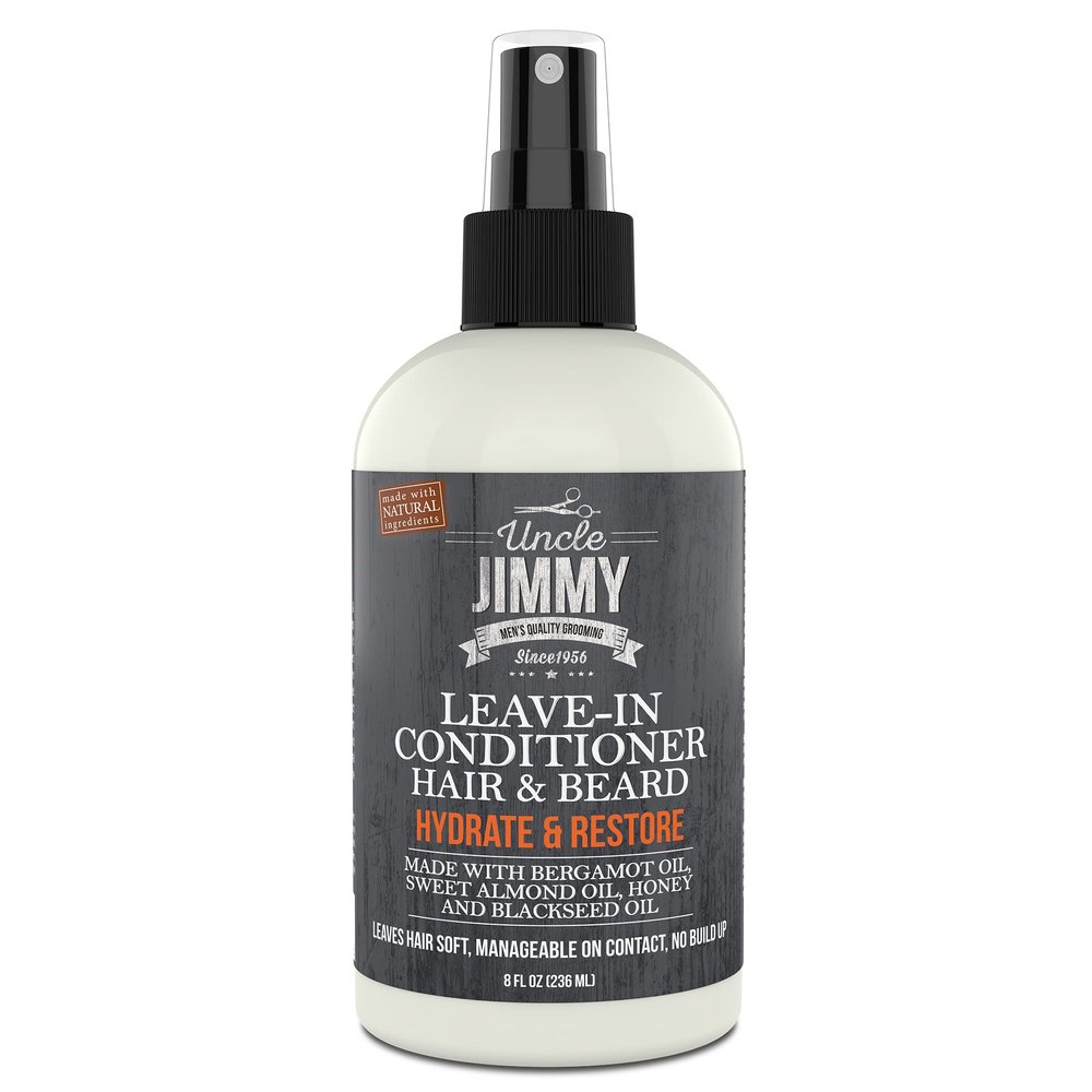 Uncle Jimmy Products Leave-In Conditioner for Healthy Beard Growth, Softening Hair, Hydrating Skin, and Eliminating Dandruff - 8 Fl Oz