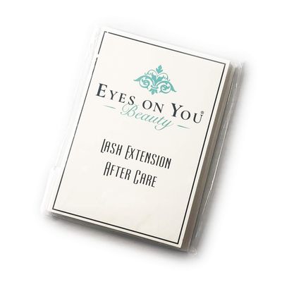 EYES ON YOU BEAUTY Eyelash Extension After Care Instruction Cards for Clients | Post Card Size 3.5 x 5" inches | Take Home Instruction For Lash Care And Maintenance | 25 Cards Per Pack