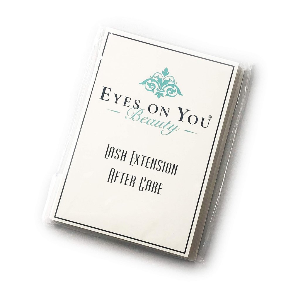 EYES ON YOU BEAUTY Eyelash Extension After Care Instruction Cards for Clients | Post Card Size 3.5 x 5" inches | Take Home Instruction For Lash Care And Maintenance | 25 Cards Per Pack