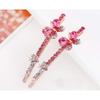 2 Pcs Shiny Rhinestone Crystal Butterfly Hairpins Alloy Side Clip Barrettes Hair Clip Bobby Pins Elegant Hair Accessories for Women (Rose Red) view 2