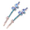 2 Pcs Shiny Rhinestone Crystal Butterfly Hairpins Alloy Side Clip Barrettes Hair Clip Bobby Pins Elegant Hair Accessories for Women (Blue) view 1