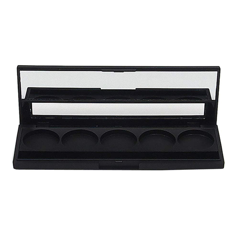 2 Pcs 5 Grids Empty Eyeshadow Palette Cosmetics Makeup Storage Container DIY Eye Shadow Palette Case with Mirror and Window for Blush Eyebrow Powder Lipstick, Inner Diameter 26mm