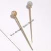 2Pcs Simple Elegant Round Ball Metal Hair Stick Fork Chignon Pin Lollipop Shape Decorative Hairpin Chopsticks Hair Jewelry for Women Lady Teen Fashion Hair Updo Making Accessories, Silver and Gold view 2