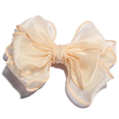 Utini 120PCS 13cm Newborn Fashion Big Gauze Layered Hair Bows for Gilrs Hair Clips Handmade Mesh Hairbows for Women Hair Accessories - (Color: Cream, Size: with Clip)