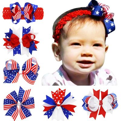 Utini 252pcs Girl interchangeably Hair Bows Clips Headband 4th of July Hairpins Independence Day Hair Band Accessories GZ7442 - (Color:, Size: 36 Sets)