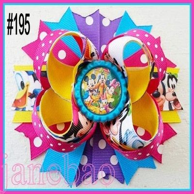 Utini 300pcs 4.5" Inspired Boutique Layered Hair Bow Birthday Hair Bows Girl Hair Clips-B