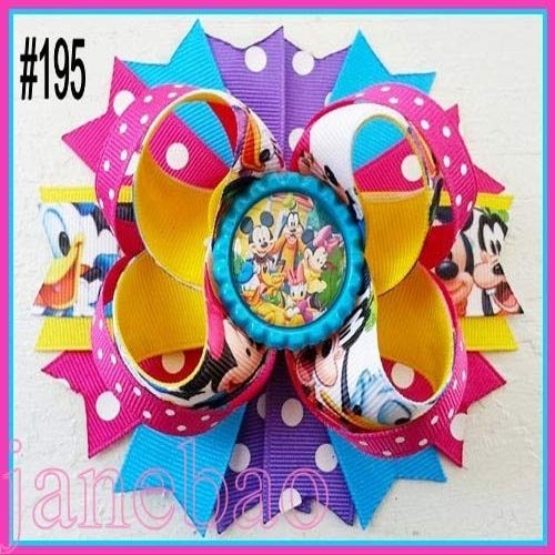 Utini 300pcs 4.5" Inspired Boutique Layered Hair Bow Birthday Hair Bows Girl Hair Clips-B