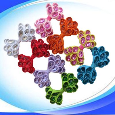Utini 100pcs Hand Customize Hair Accessories High Grosgrain Ribbons Barrettes Blessing 3.5" Crystal Bow for Girl/Women