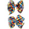 Utini 70pcs Shipping 6inch Autism Awareness Hair Bow Autism Awareness Puzzle Piece Hair Bow Twisted Hair Clip - (Color: Multi) view 2