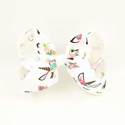 Utini Kimmy 120pcs Shipping Back to School Bow Name Bow School Hair Bow ABC Bow Rainbow Unicorn Ponytail Hairbow - (Color: White)