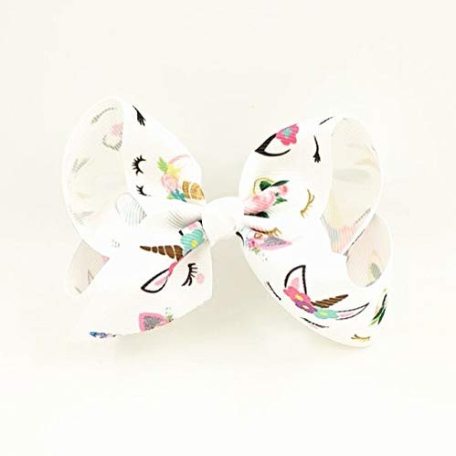 Utini Kimmy 120pcs Shipping Back to School Bow Name Bow School Hair Bow ABC Bow Rainbow Unicorn Ponytail Hairbow - (Color: White)