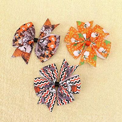 Utini 100pcs/lot Ghost Halloween Ribbon Bow Hair Clips Barrette Party Hairbow - (Color: Multi)