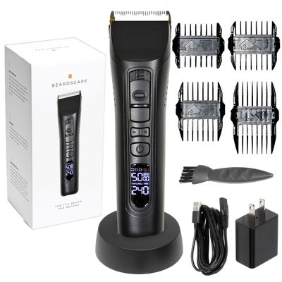 Brio Beardscape V1 Beard Trimmer for Men Professional with Low Friction Ceramic Blade, Cordless Professional Hair Trimmer for Barbers with 4 Hrs of Long Battery Timing, Ideal for Beard & Body (Black)