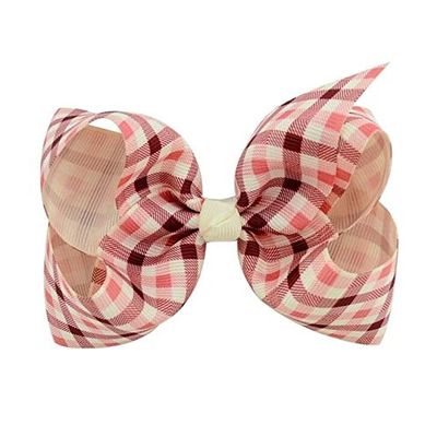 Utini 150pcs 4 inch Tartan Classic Boutique Hair Bow Cheap Plaid Printing Hair Bows - (Color: Brown and Coral)