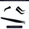 M LASH Tweezers for Eyelash Extensions (Set of 4) - Professional Lash Extension Tweezers - Fiber Tip, Japanese Steel, Diamond Grip Eyelash Extension Tweezer (Black) view 4