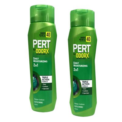 Pert Plus OdorX Daily Moisturizing 2-in-1 Shampoo & Conditioner 13.5 fl oz (Pack of 2)