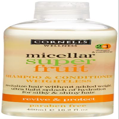Cornells Wellness Micellar 2in1 Shampoo and Conditioner weightless with Super fruit revive and protect formula Paraben Free 16.2 fl.oz