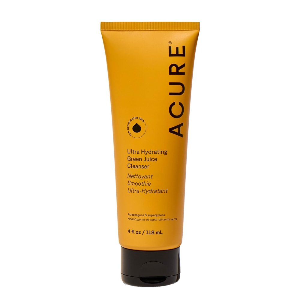 Acure Ultra Hydrating Green Juice Face Cleanser - Superfood Cleanser, Green Face Wash for Women & Men, Clean Skin Formula with Spinach, Blackhead Remover, Pore Scrub, Facial Cleansing Foam - 4 fl oz