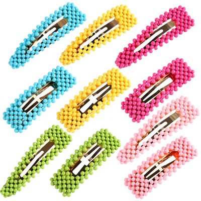 10 Pieces Simple Fashion Color Acrylic Bead Pearl Hair Clip BB Clip Geometric Candy Color Hairpin Women Teens Girls
