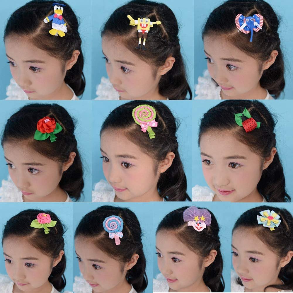 Utini 108pcs Pieces Different Shapes 2" Kids Girls Hair Bows Clips Hand Customize Hair Accessories