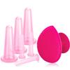 BBTO Silicone Facial Cupping Set, Vacuum Massage Cup Kit for Body, Face, Neck, Back, and Eye, 6 Cups and Exfoliating Brush view 1