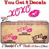 2 XOXO Kiss Lipstick Pink Kiss Mark on Clear 9'' Kissing Lips Stickers Car Hot Lips Vinyl Decals (Clear Background) view 2